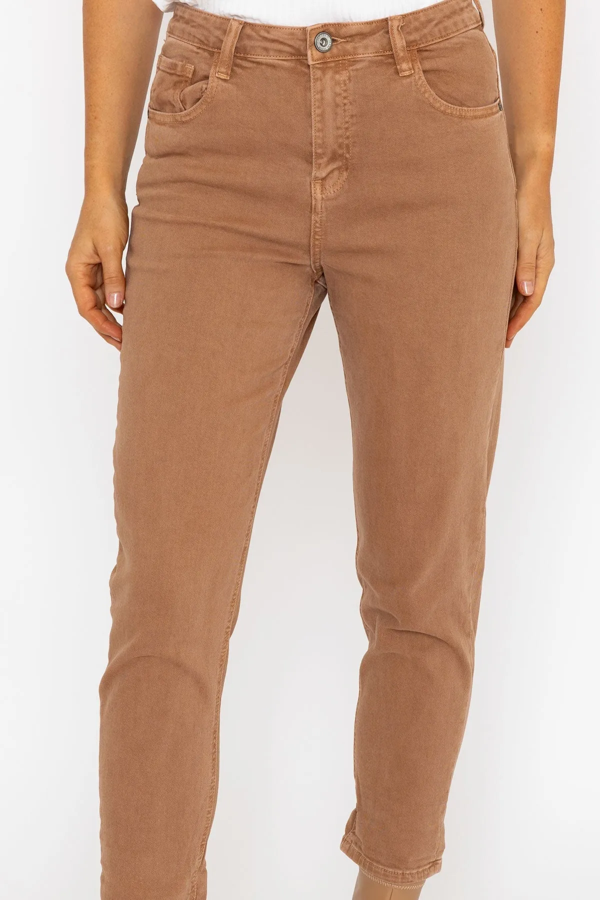 Camel High Waisted Mom Jeans