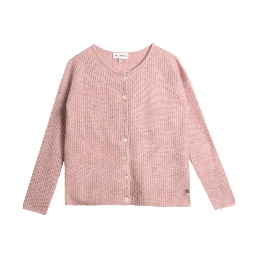 Camille Cashmere and Silk Cardigan Jaspe Pink