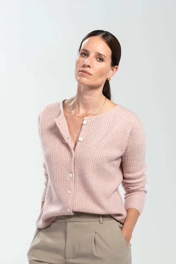 Camille Cashmere and Silk Cardigan Jaspe Pink