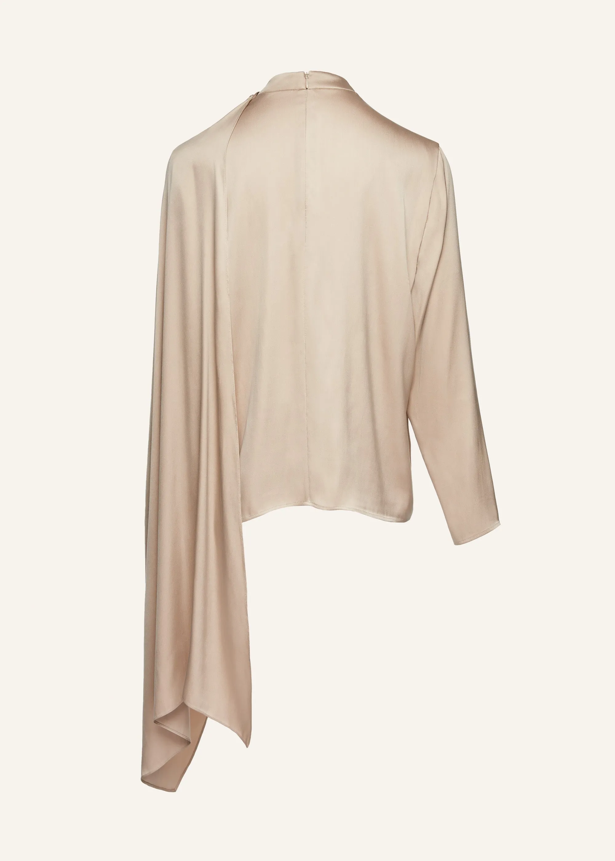 Cape-effect silk blouse in beige