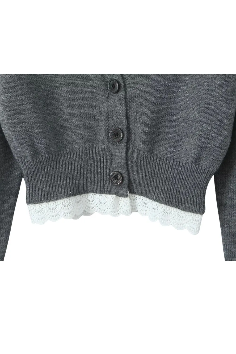 'Carolyn' Knitted Cardigan with Lace Trim