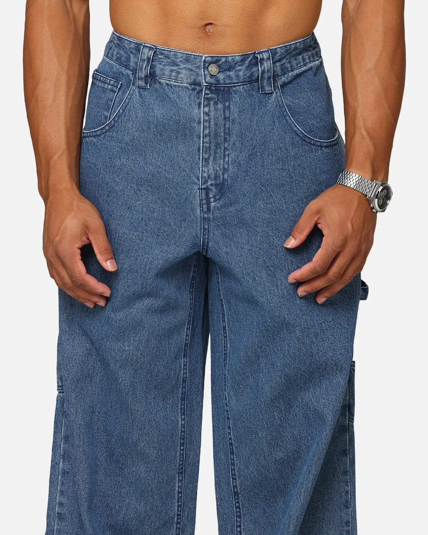 Carre Baggy Carpenter Jeans Mid Blue Denim