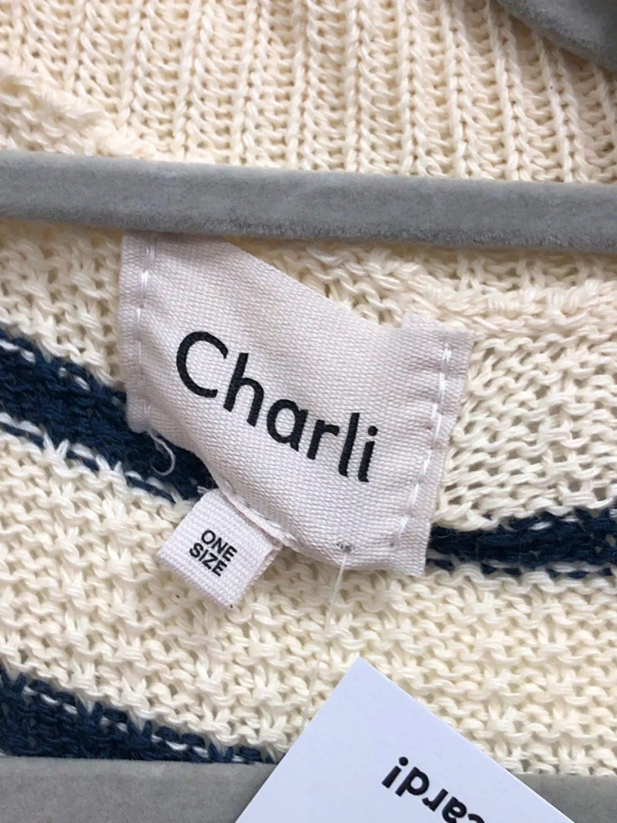 Charli Cream Striped Knit Dress One Size