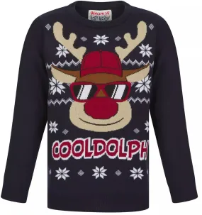 Christmas Cooldolph Junior Christmas Jumper - Ink