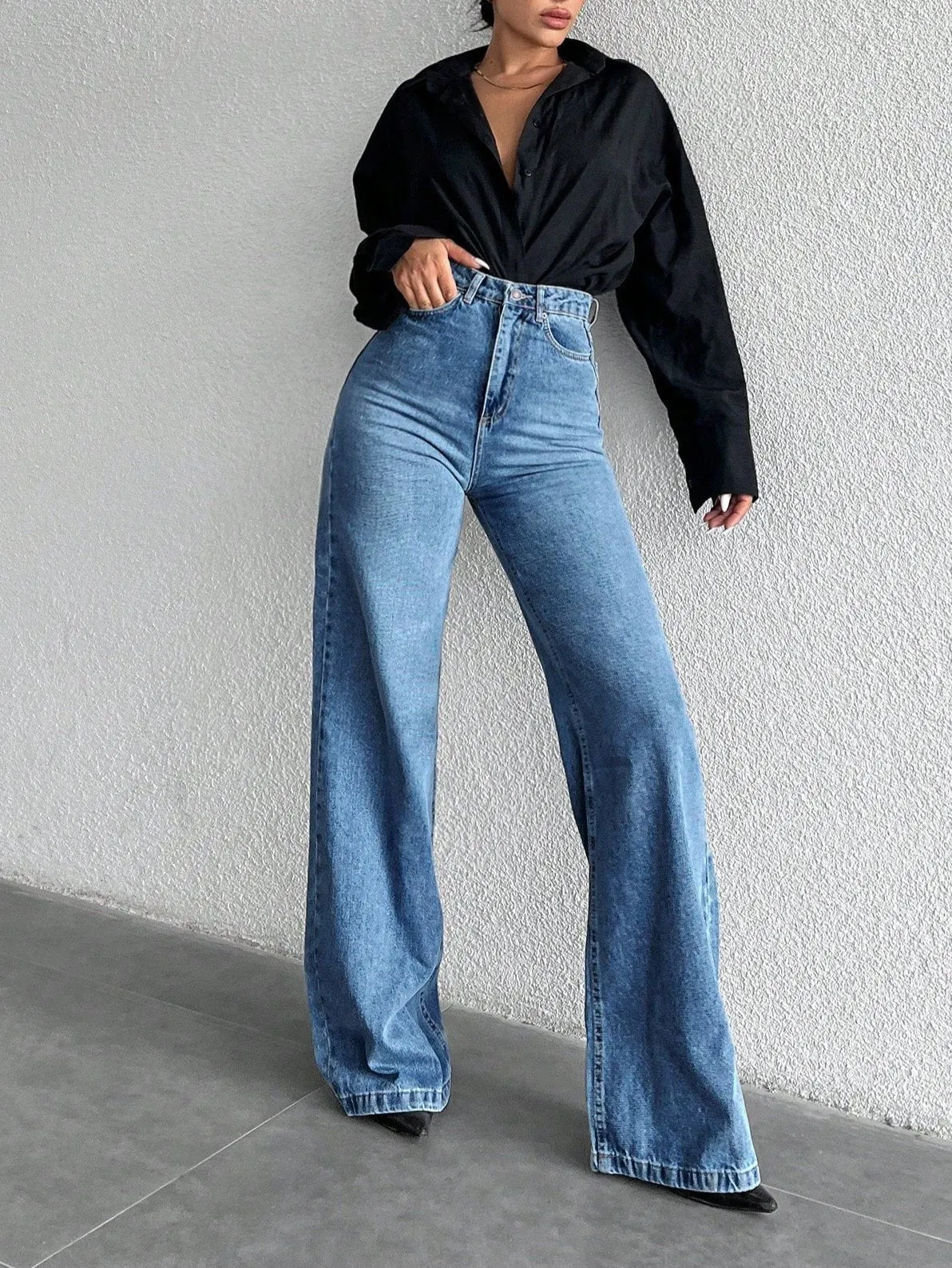 Classic Blue Wide Leg Jeans