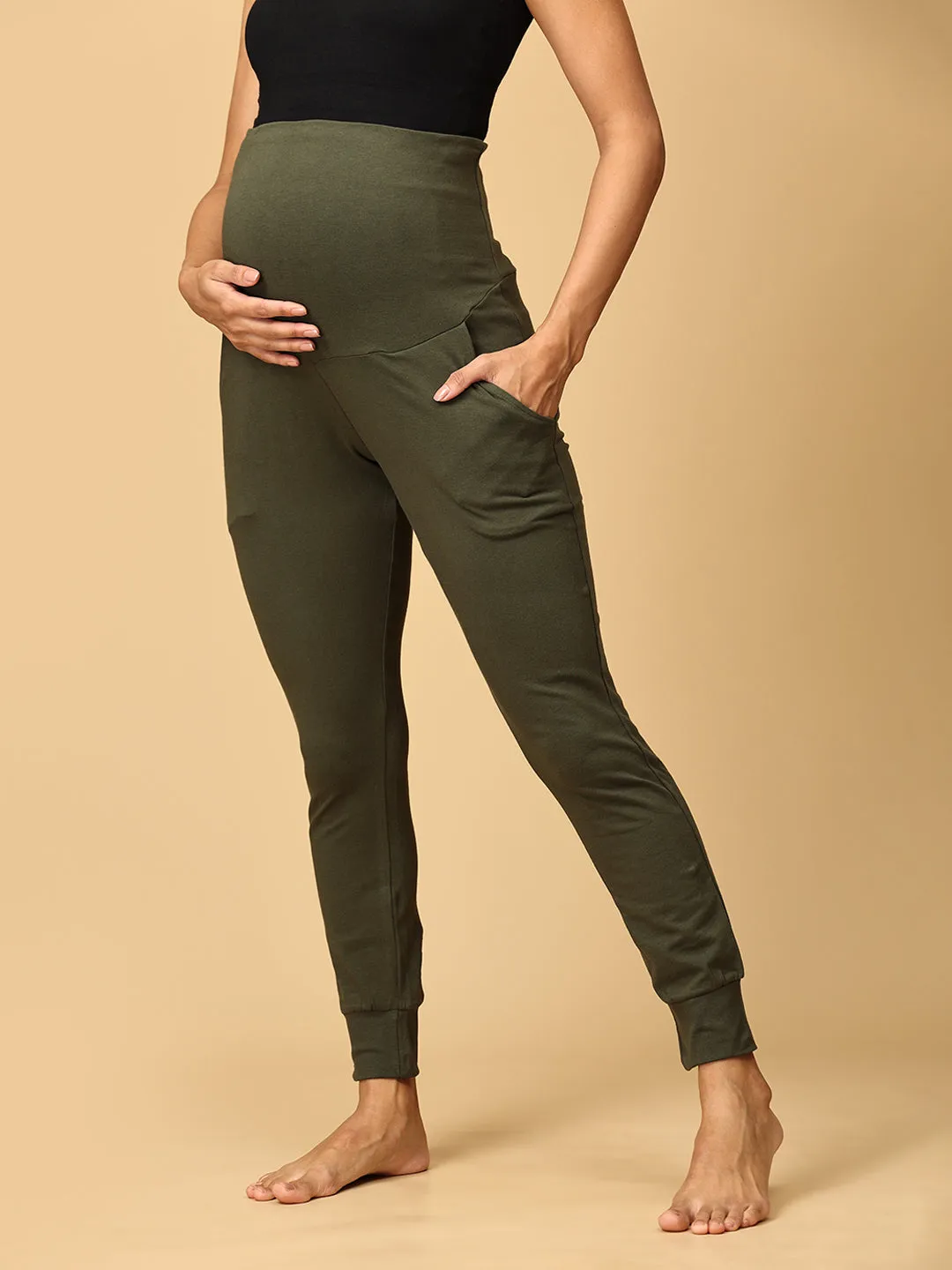 Comfy Maternity Joggers Olive