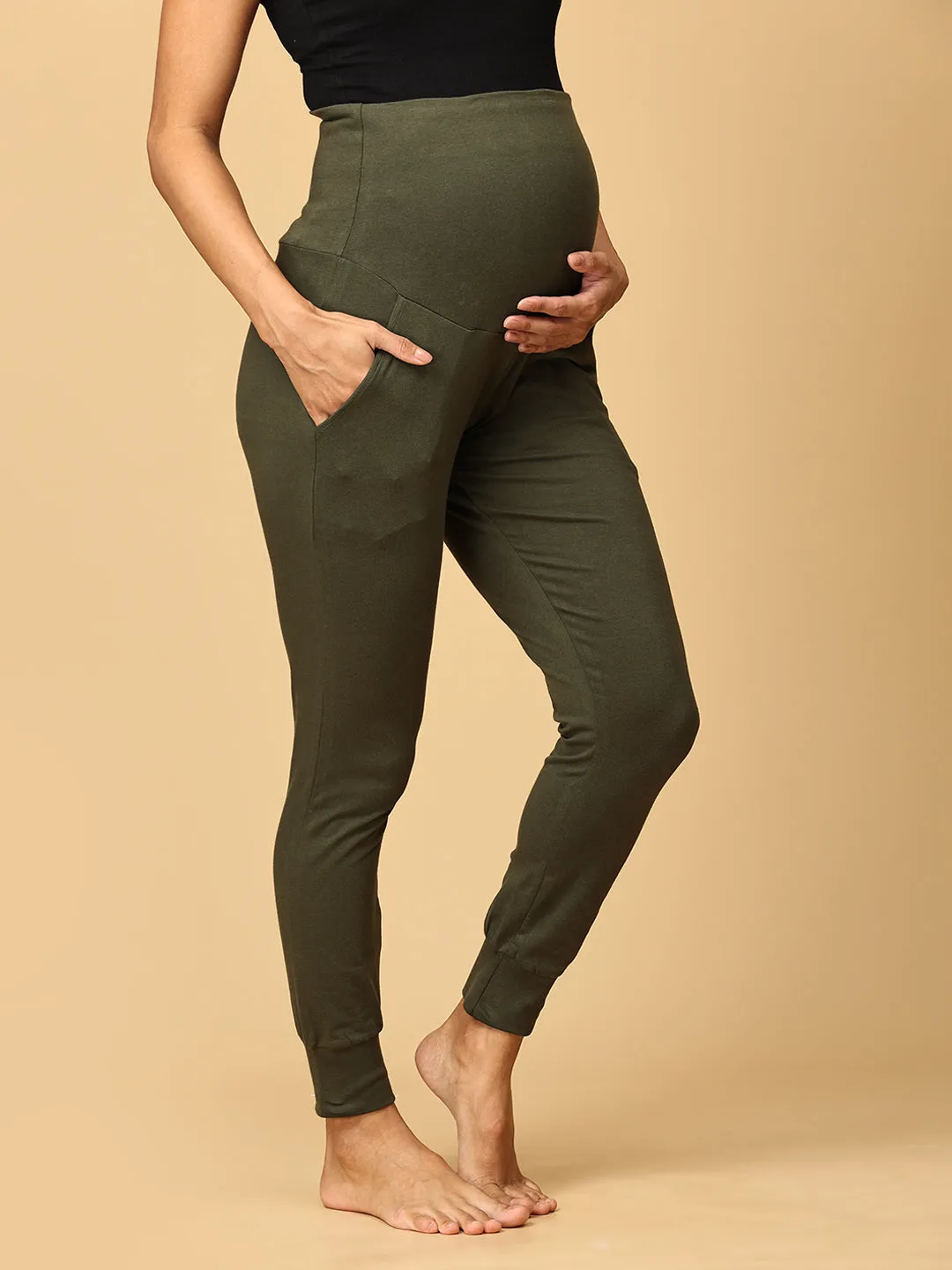 Comfy Maternity Joggers Olive