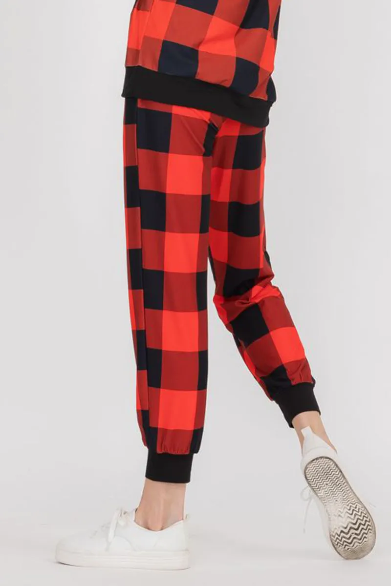 Cozy Christmas Plaid Printed Joggers