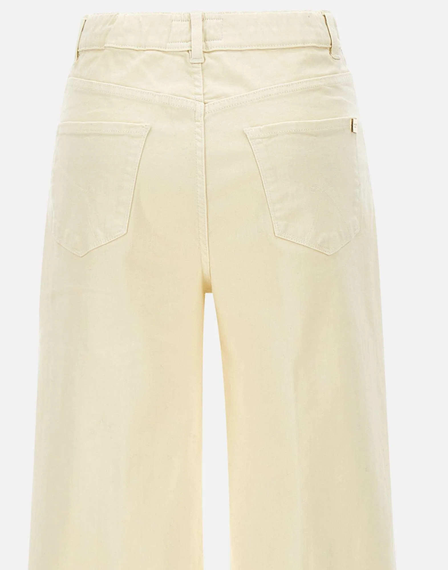 Cream Stretch Denim Wide Leg Jeans