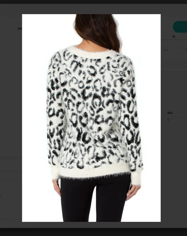 Crew Neck Leopard Eyelash Jacquard Sweater