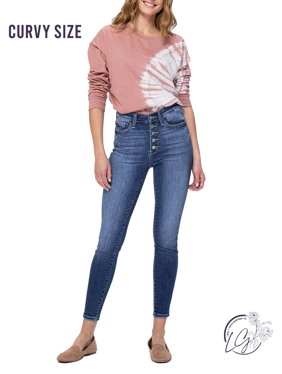 Curvy Frankie High-Rise Button Fly Skinny by Judy Blue