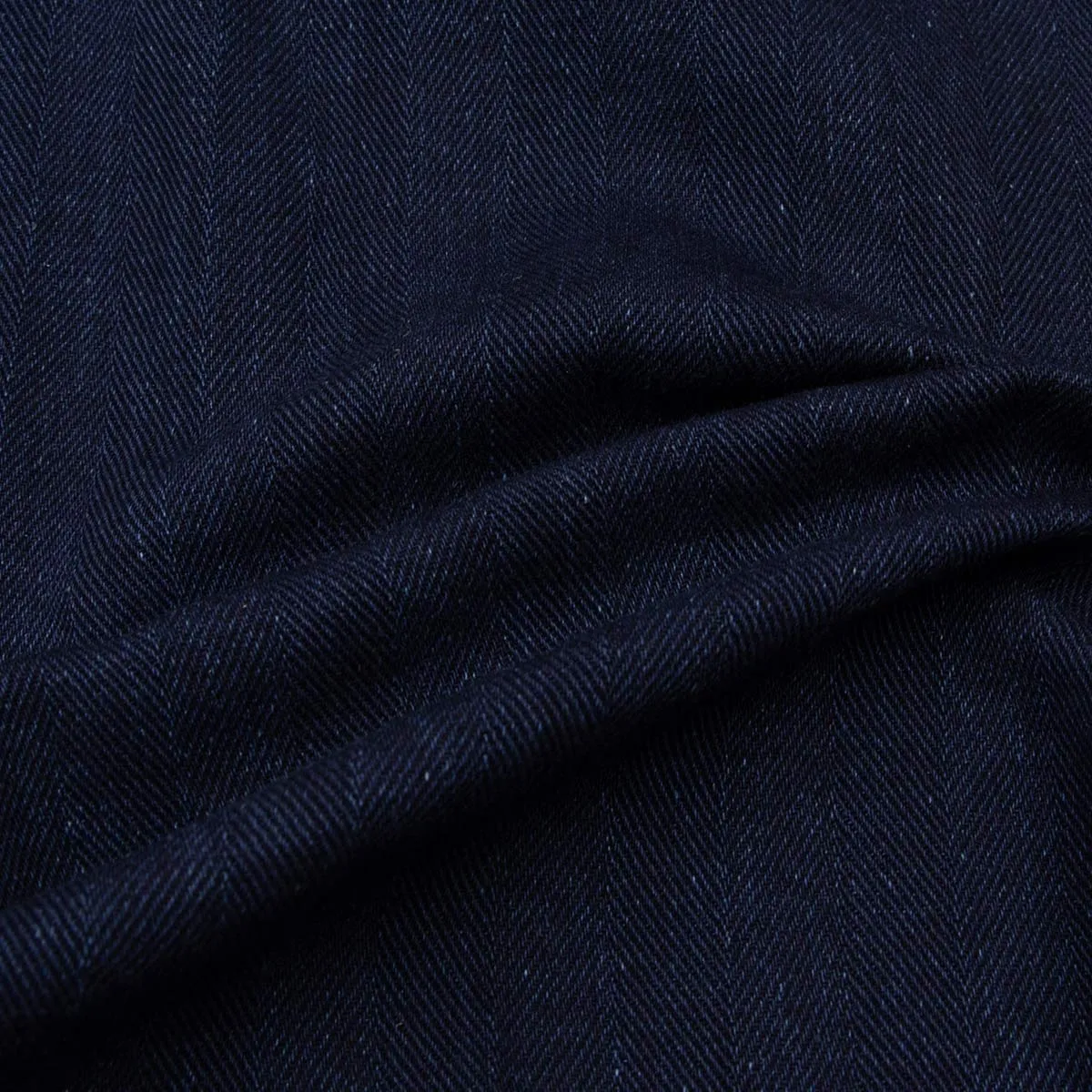 Dark Denim Herringbone Cotton Overshirt