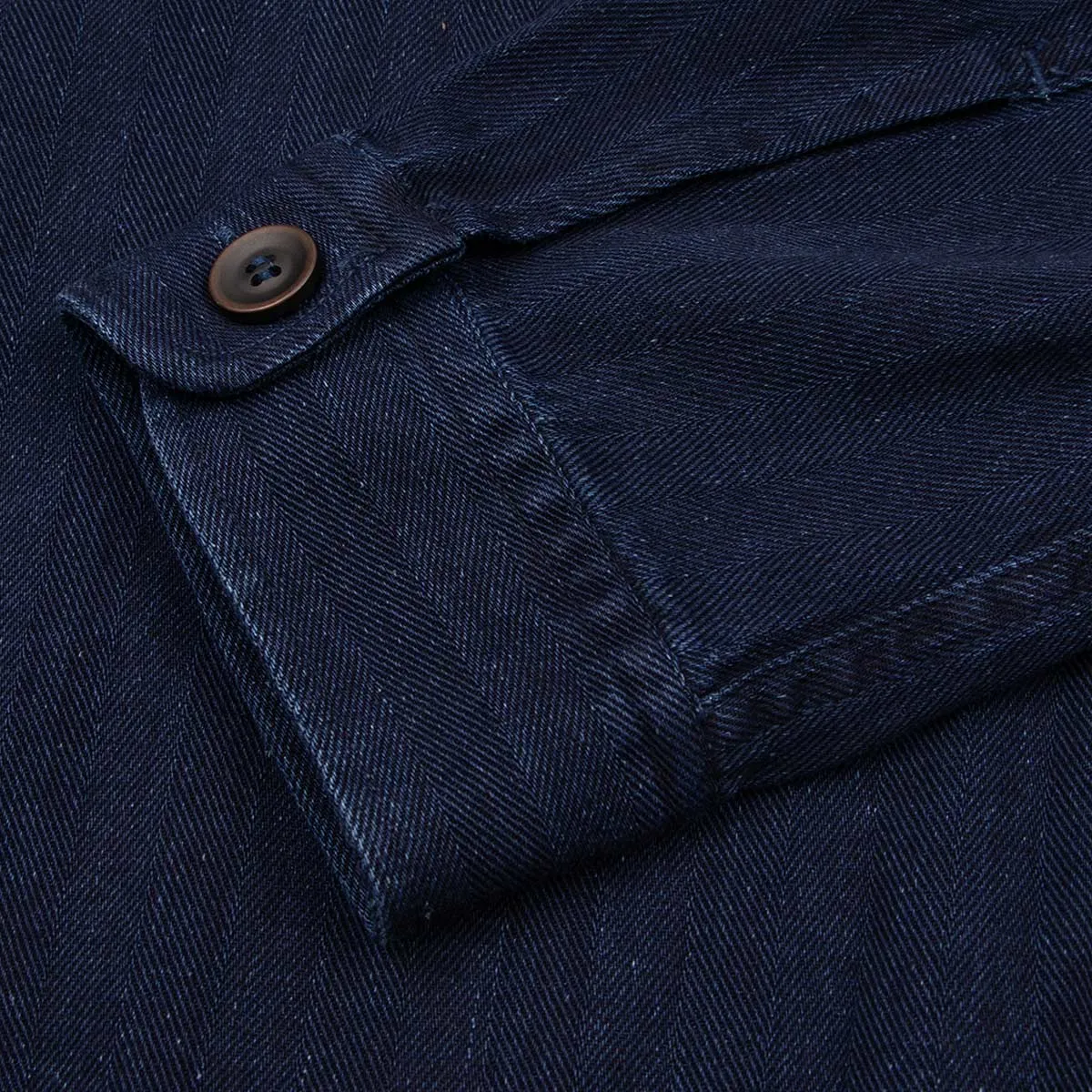 Dark Denim Herringbone Cotton Overshirt