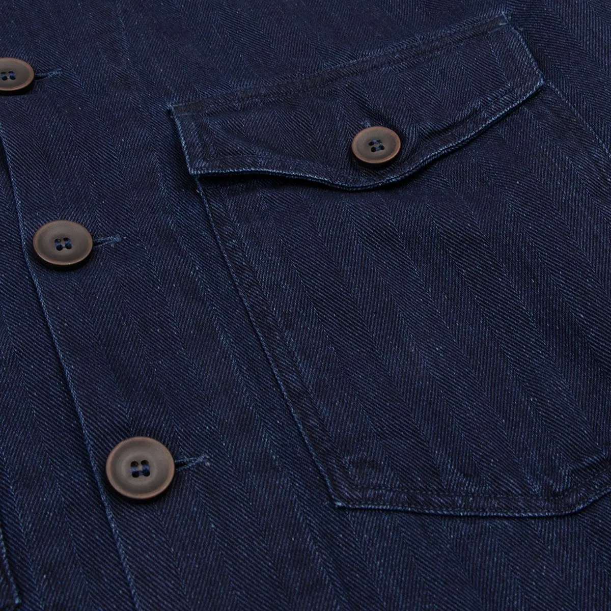 Dark Denim Herringbone Cotton Overshirt