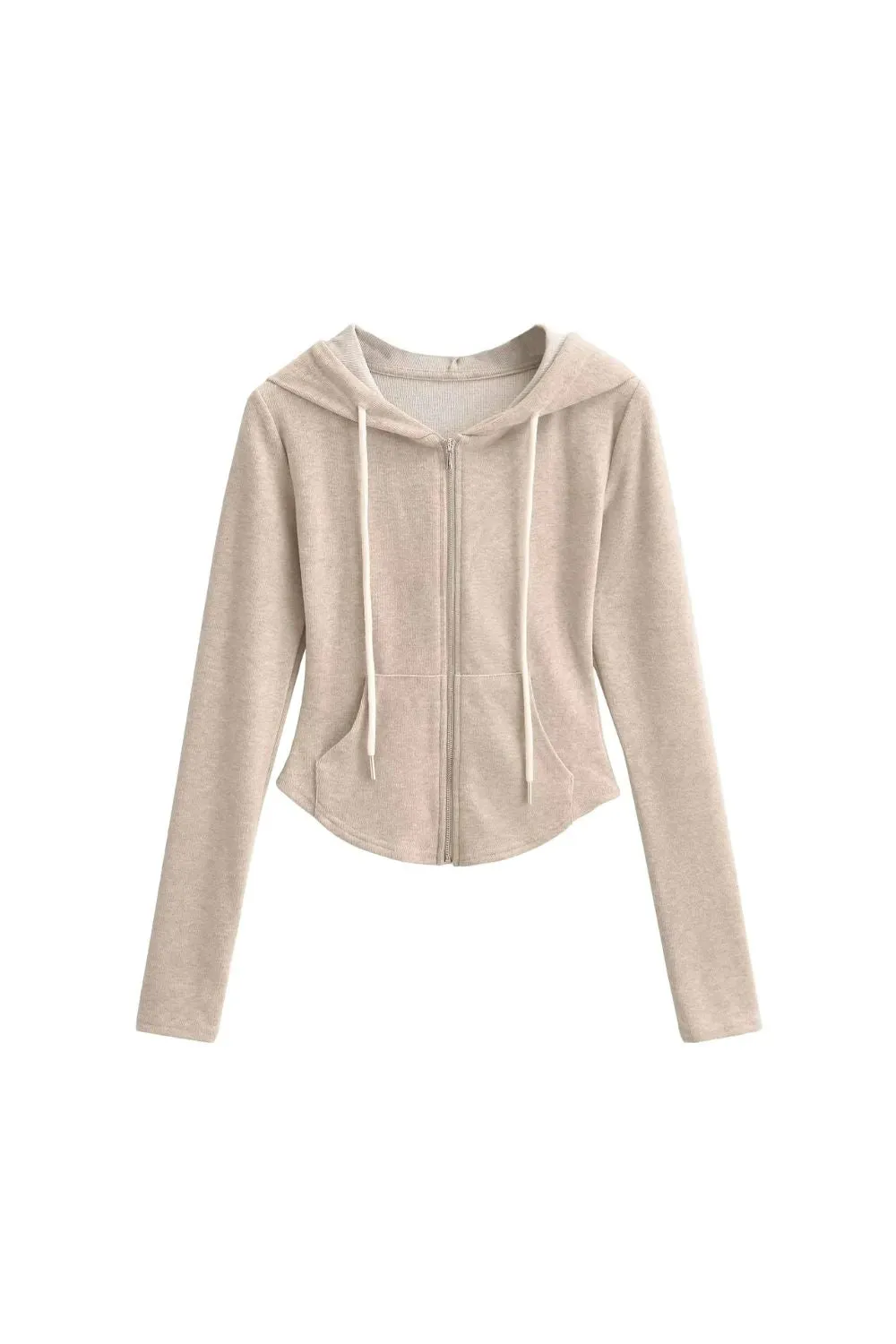 'Dawn' Zip-Up Hooded Brushed Fleece Top