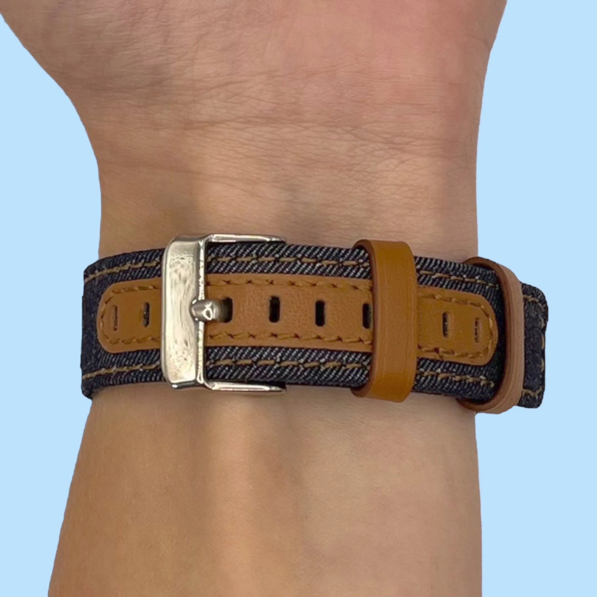 Denim & Leather Watch Straps Compatible with the Kogan Active  Smart Watch