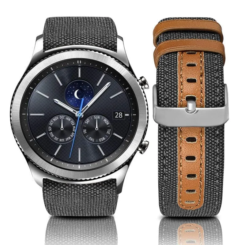 Denim & Leather Watch Straps Compatible with the Kogan Active  Smart Watch