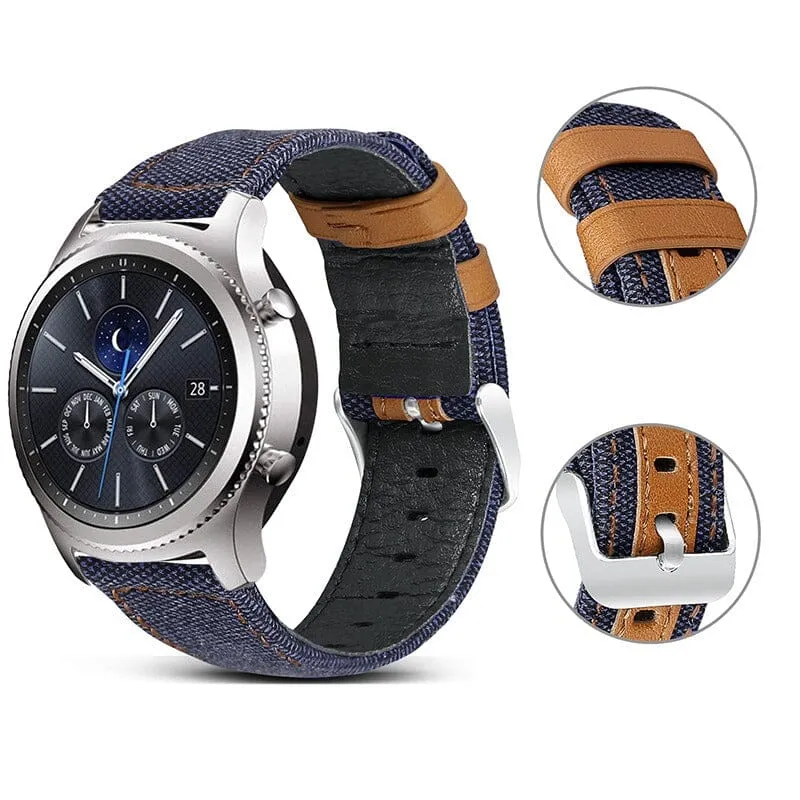 Denim & Leather Watch Straps Compatible with the Kogan Active  Smart Watch