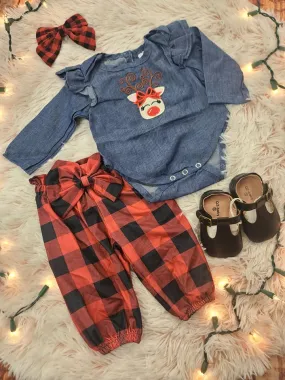 Denim and Plaid Reindeer 2pc