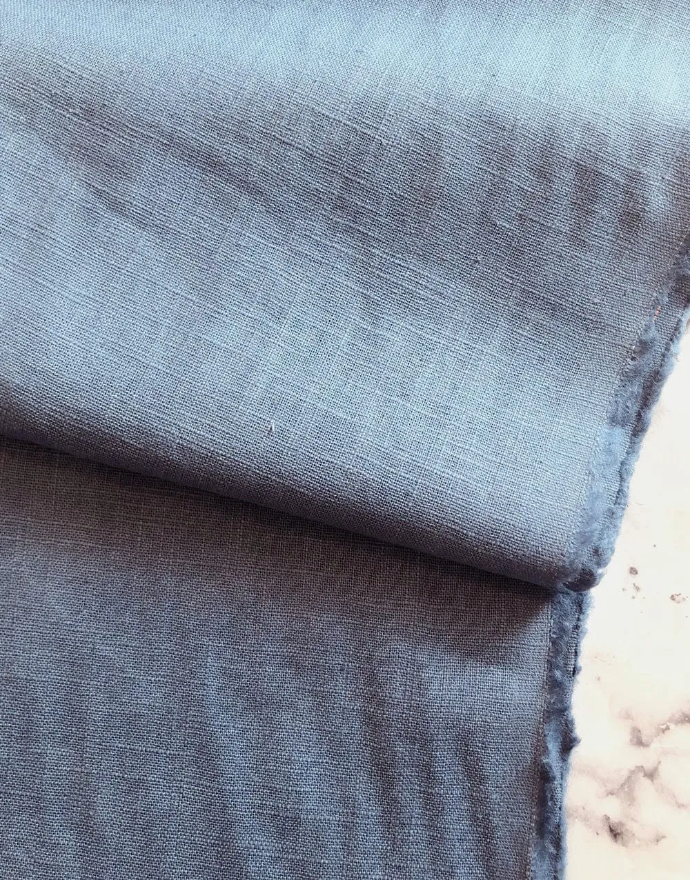 Denim Blue Washed Linen-Handle Fabric