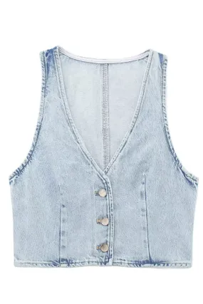 Denim Crop Vest