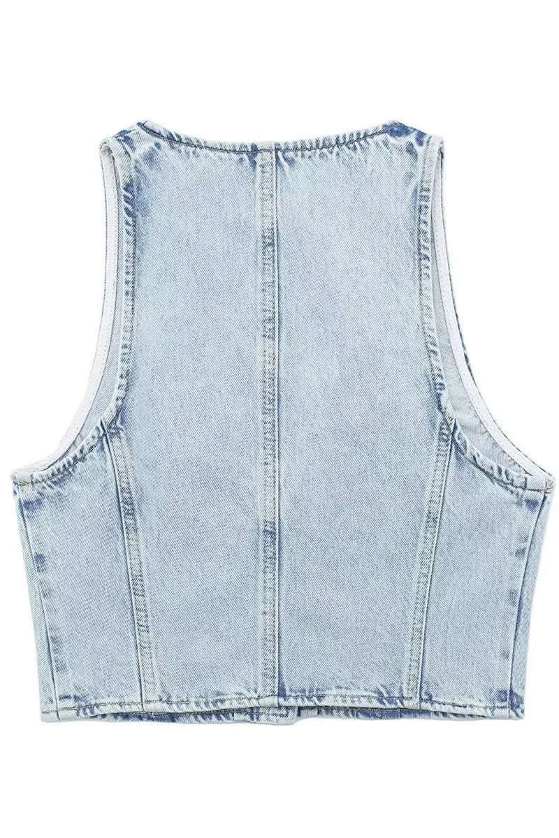 Denim Crop Vest