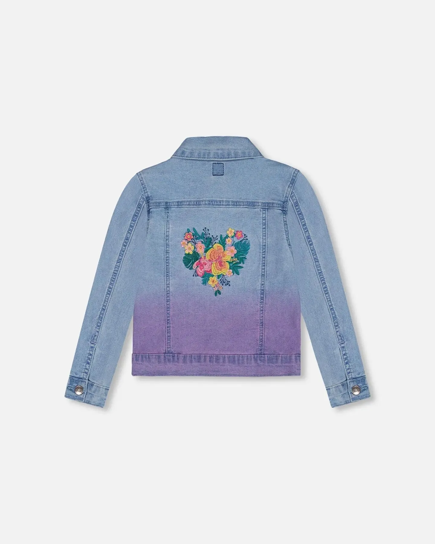 Denim Jacket With Embroidery Floral Jeans Blue