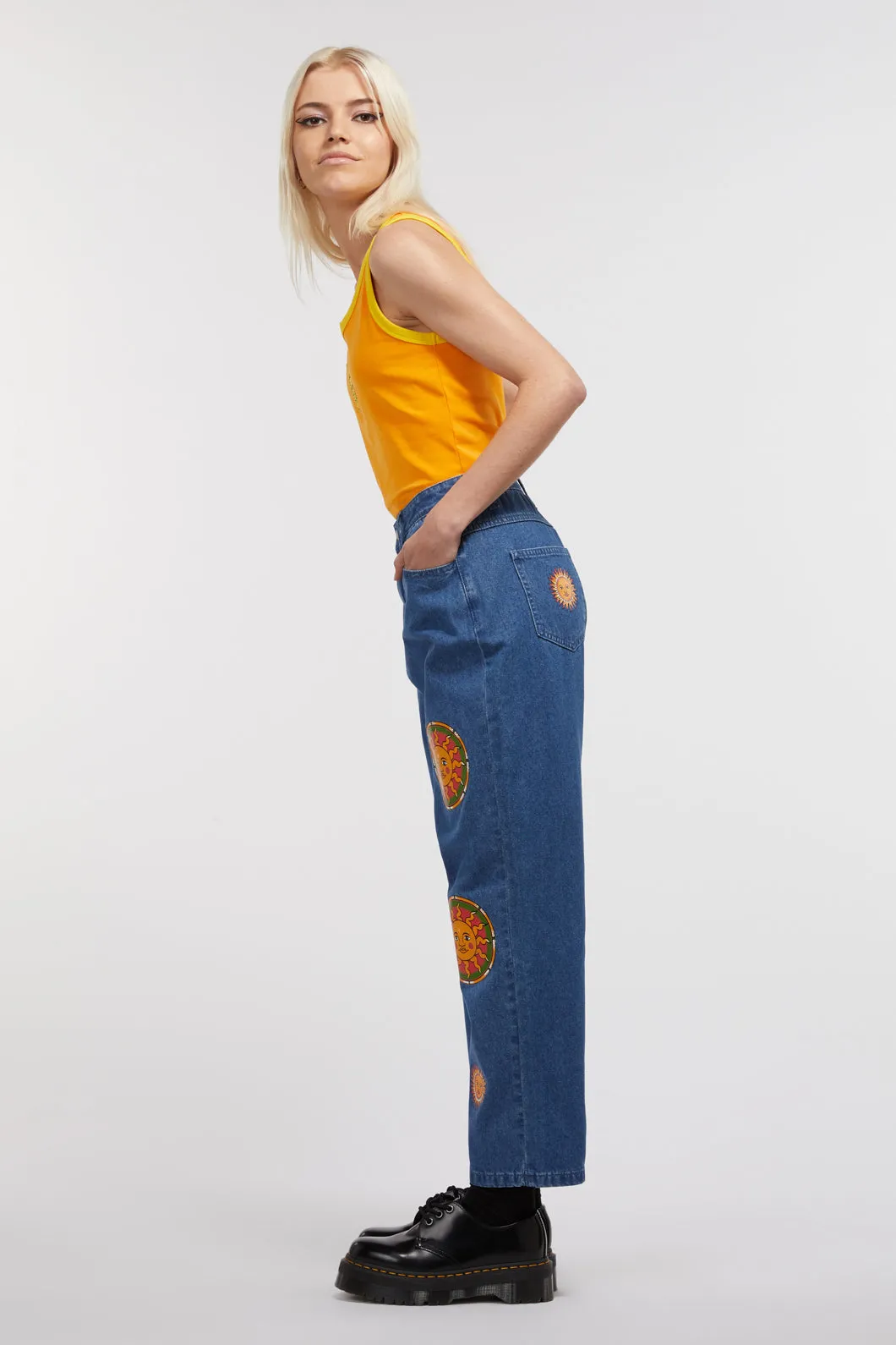 Denim Sun Print Jean