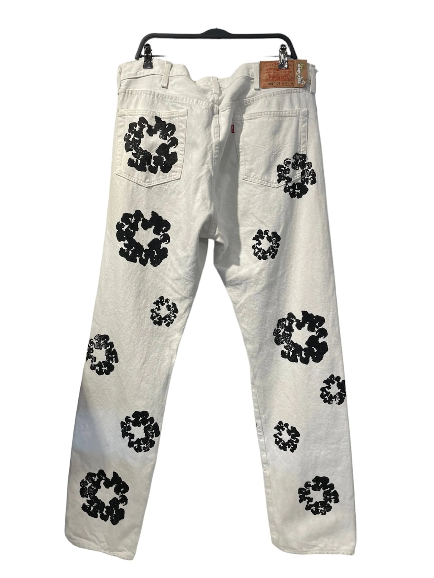 DENIM TEARS/Straight Pants/38/Cotton/WHT/PRINTS ALL OVER