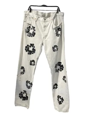 DENIM TEARS/Straight Pants/38/Cotton/WHT/PRINTS ALL OVER