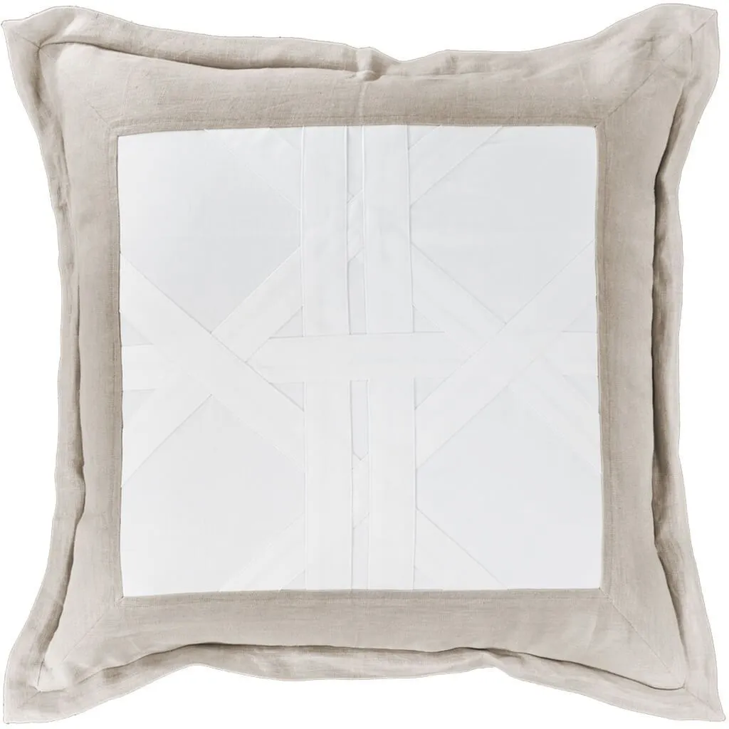 Denim White and Natural Linen Cross Patch Euro Cushion 65 x 65 cm