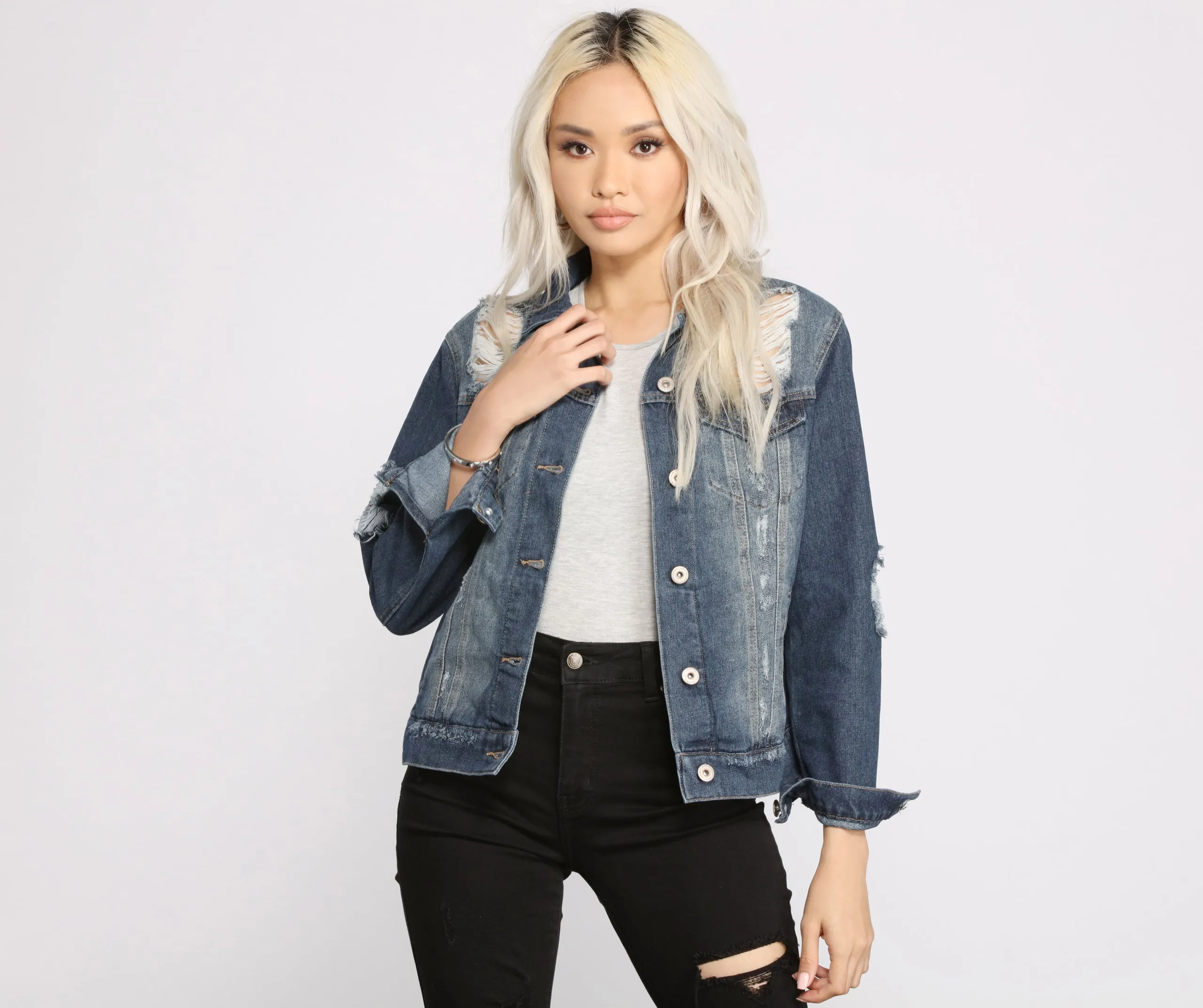 Destructed Boyfriend Denim Jacket