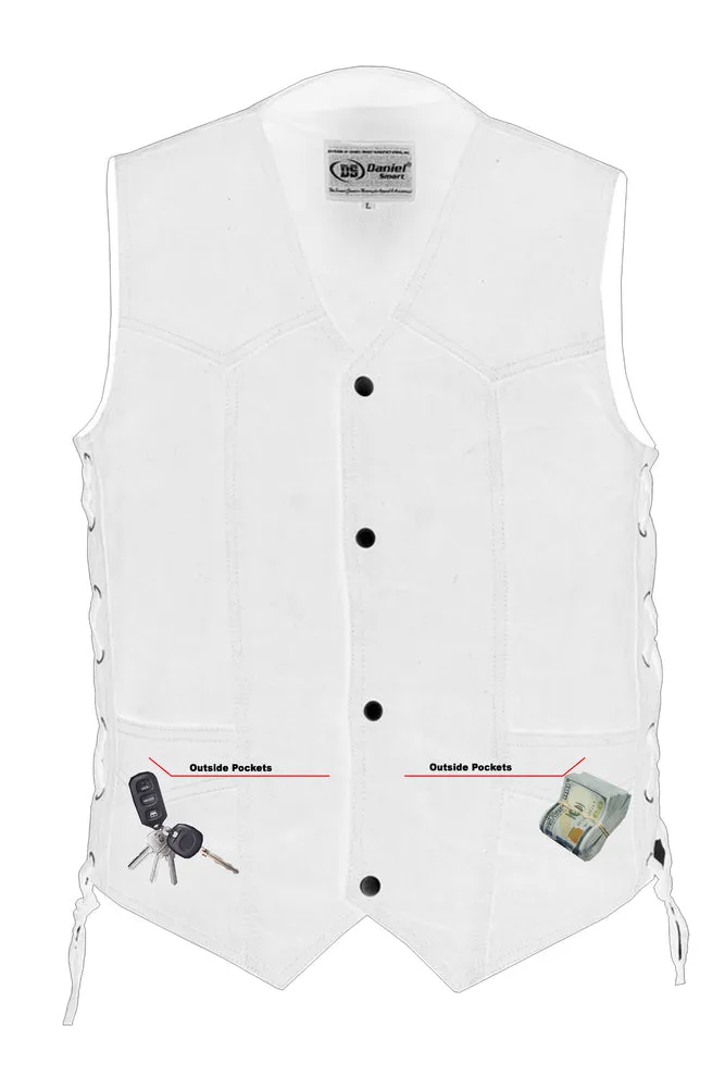 DM911 Men's Traditional Denim Vest with Side Laces