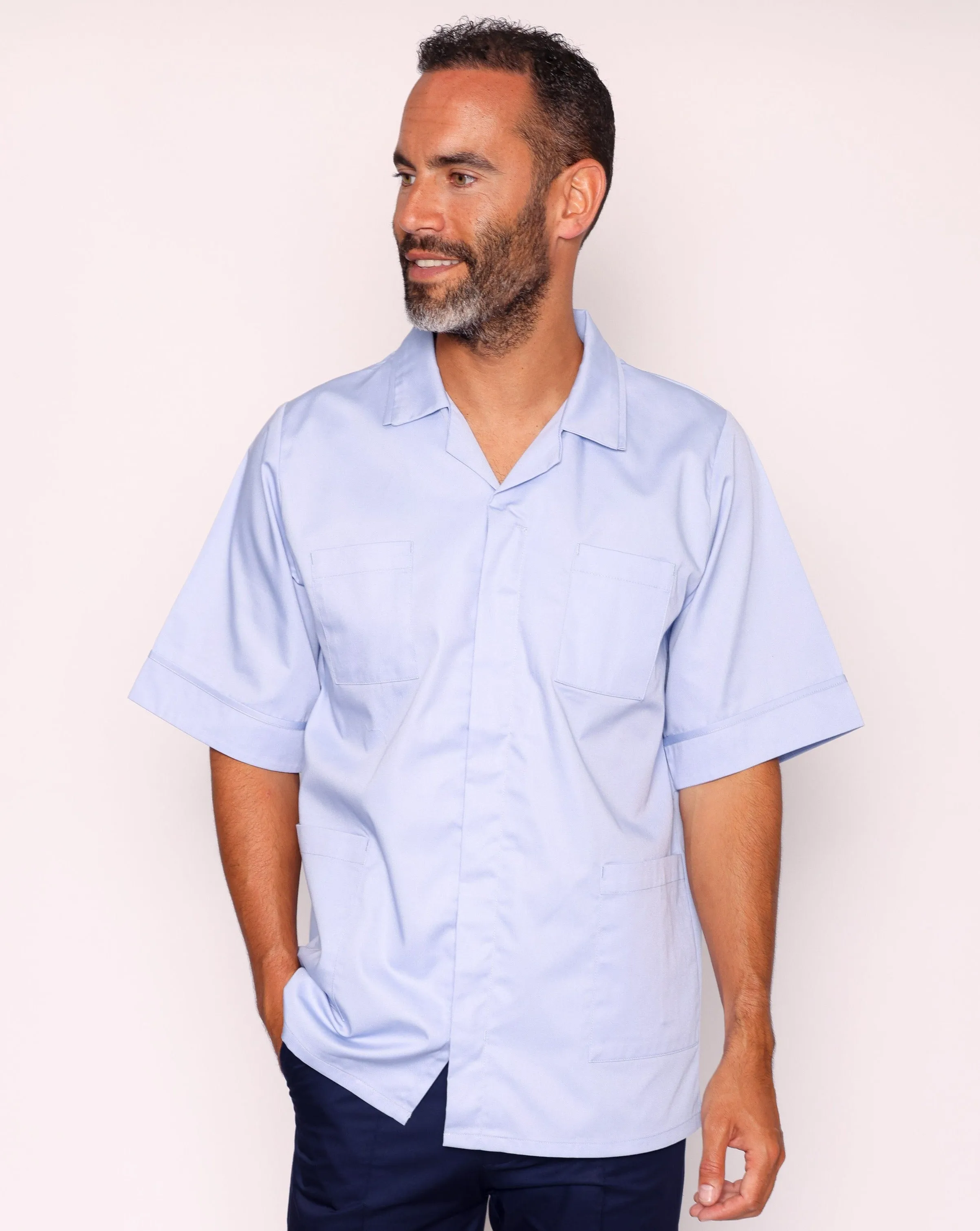 Drayford Men's Classic Healthcare Tunic - Sky Blue / Sky Blue