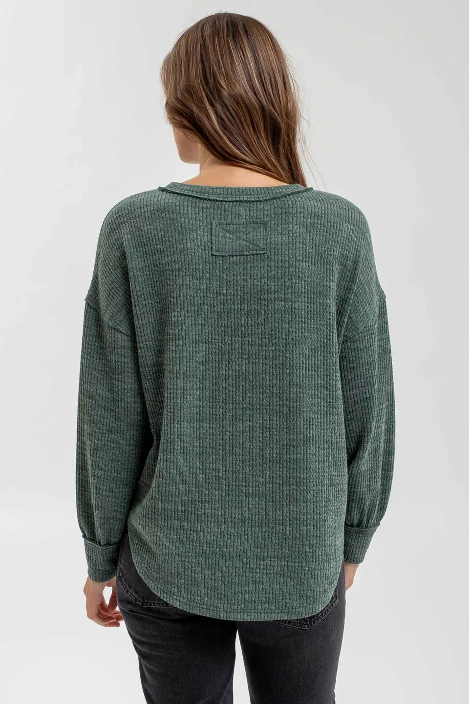 DROP SHOULDER LONG SLEEVE SWEATER KNIT TOP