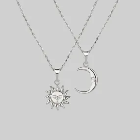 ELIN. Sun & Moon Layering Necklaces - Silver