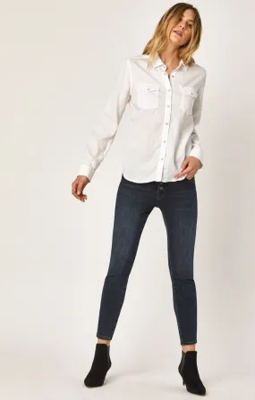 ELSA FITTED DENIM SHIRT IN WHITE GOLD