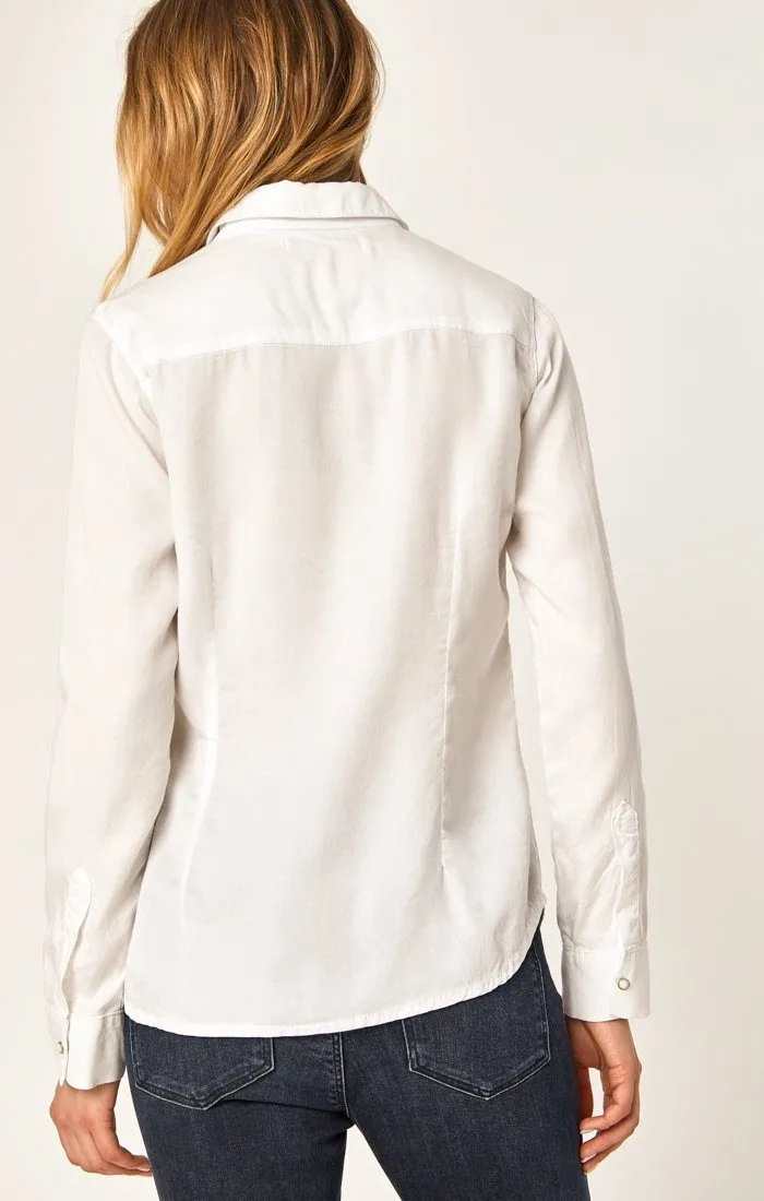 ELSA FITTED DENIM SHIRT IN WHITE GOLD