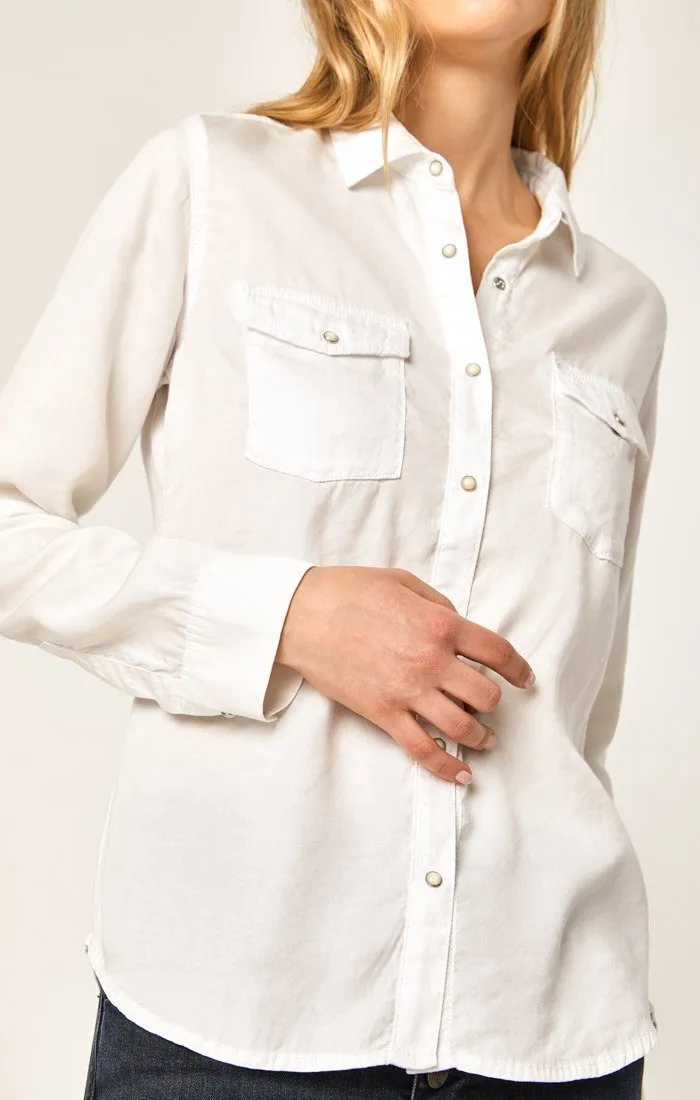 ELSA FITTED DENIM SHIRT IN WHITE GOLD