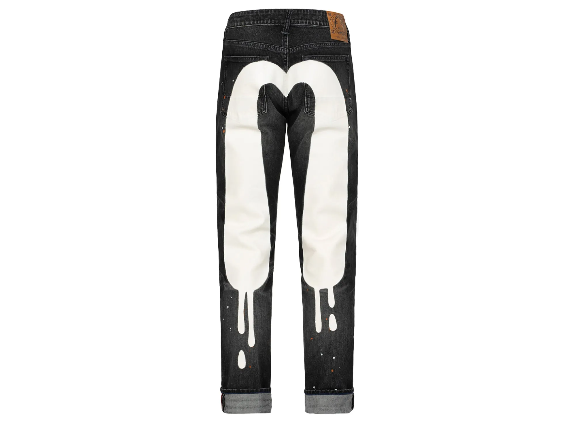 Evisu Graffiti Daicock Print Carrot Fit Jeans in Black