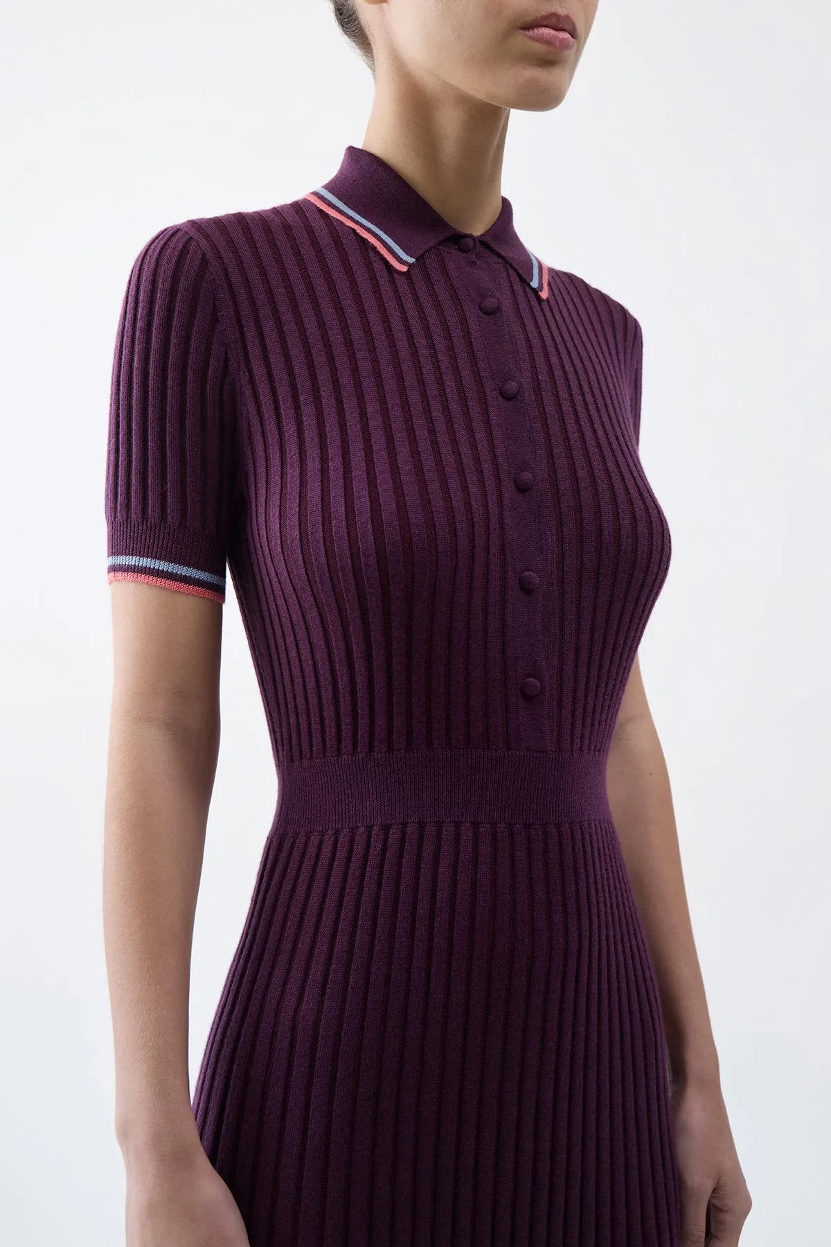 Eyot Knit Maxi Dress in Italian Plum Cashmere Silk