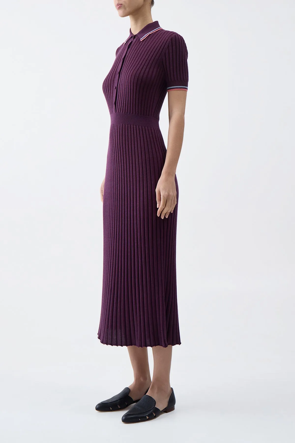 Eyot Knit Maxi Dress in Italian Plum Cashmere Silk