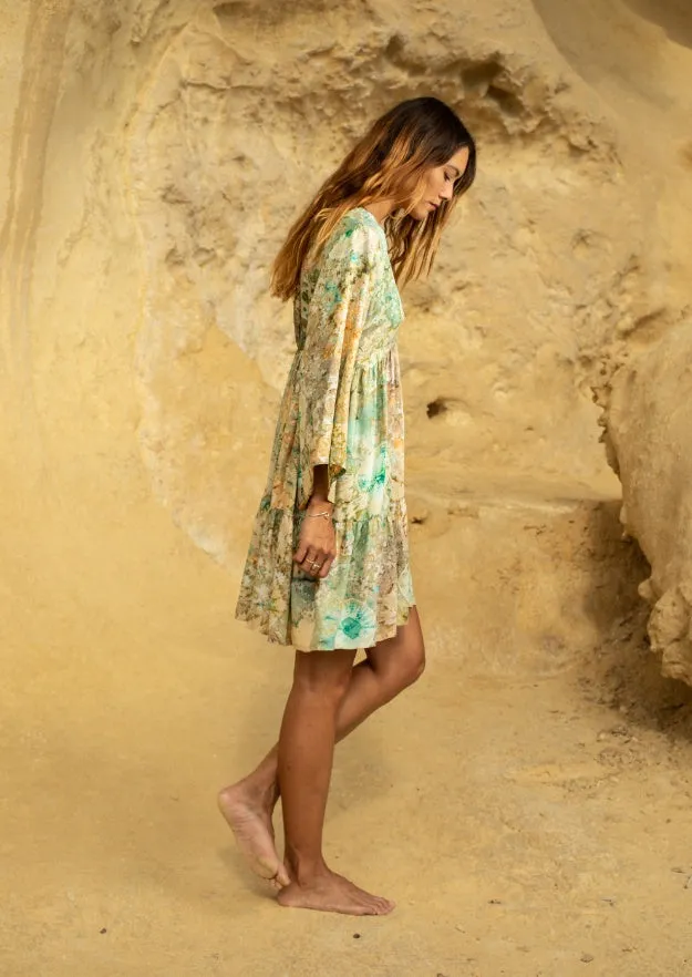 Faye Tunic Dress // Bora Tie Dye - Gold