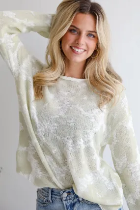 FINAL SALE - All The Hits Mint Floral Lightweight Knit Sweater