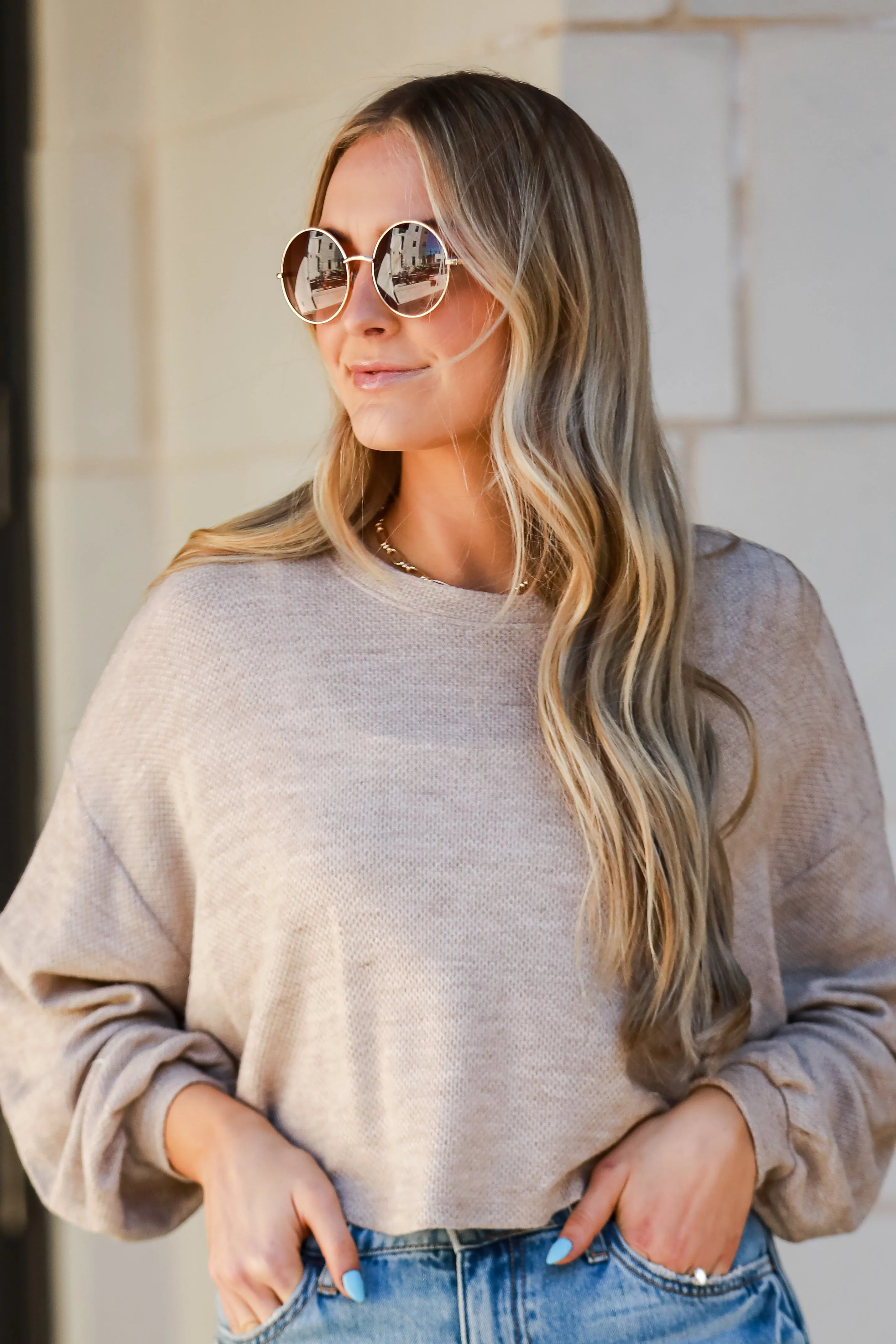 FINAL SALE - Julie Oatmeal Lightweight Knit Top