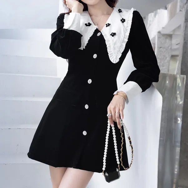 Floral Doll Collar Long Sleeves Temperament Dress