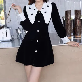 Floral Doll Collar Long Sleeves Temperament Dress