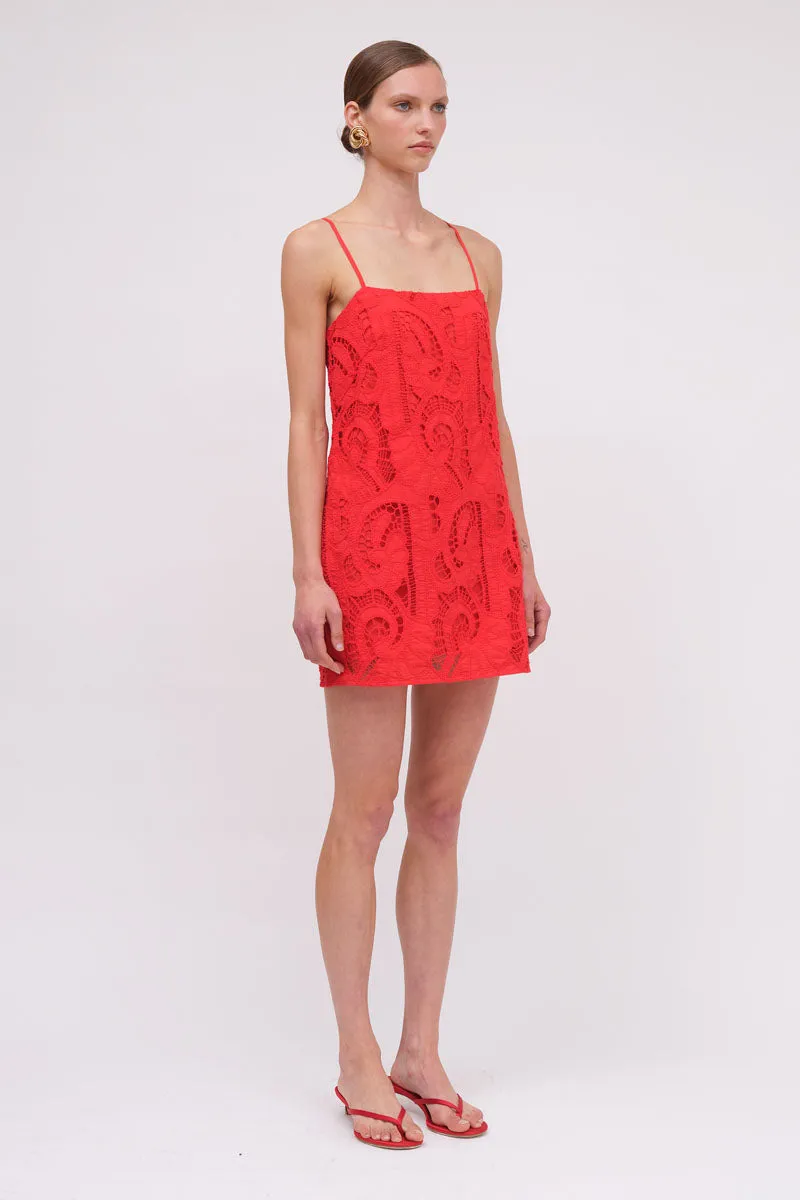 Florence Broderie Tunic Dress - Red