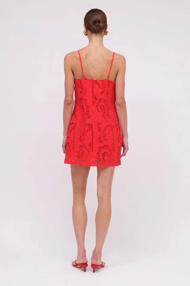 Florence Broderie Tunic Dress - Red