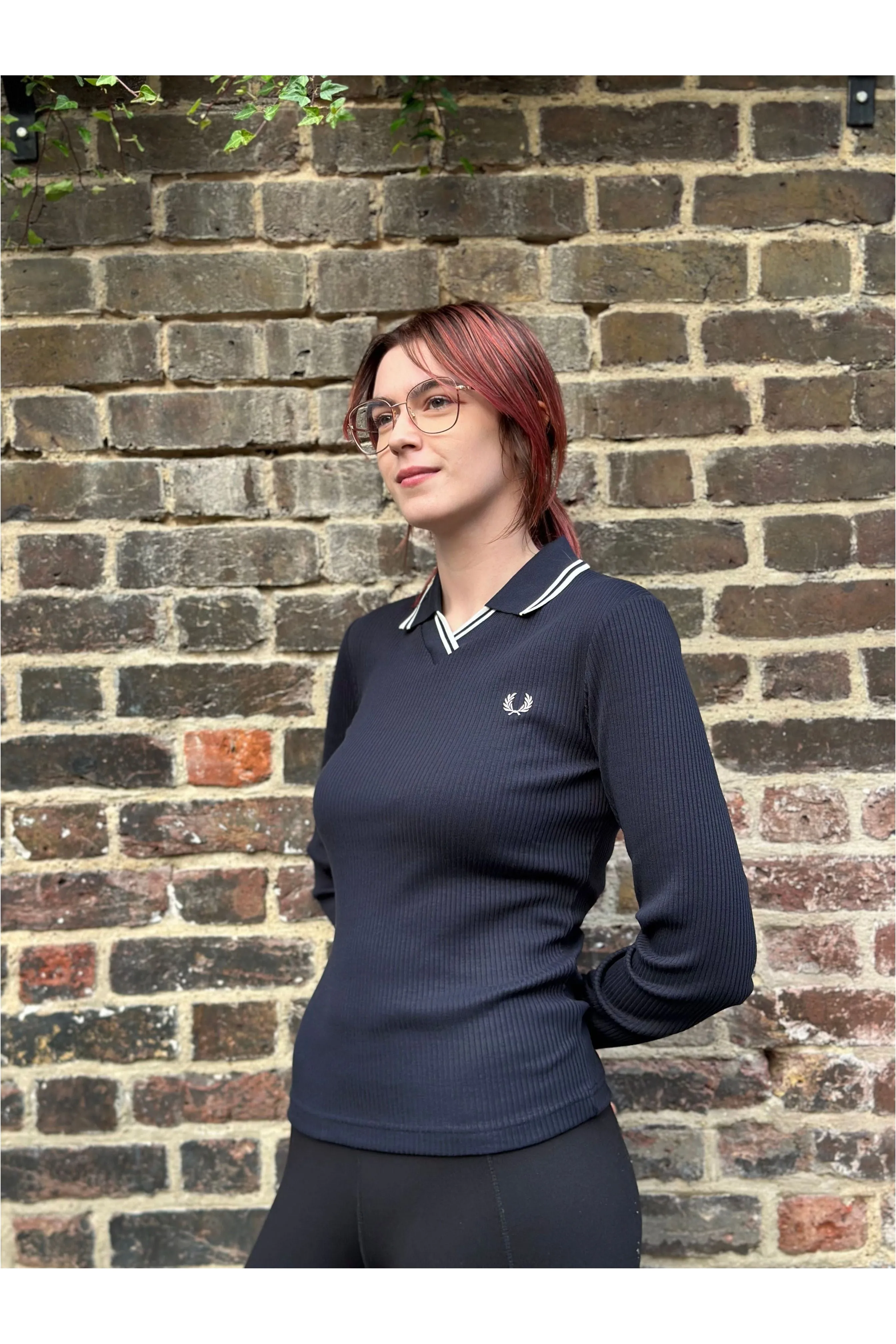 Fred Perry - Women’s G8113 Navy Ribbed - Twin Tipped Polo